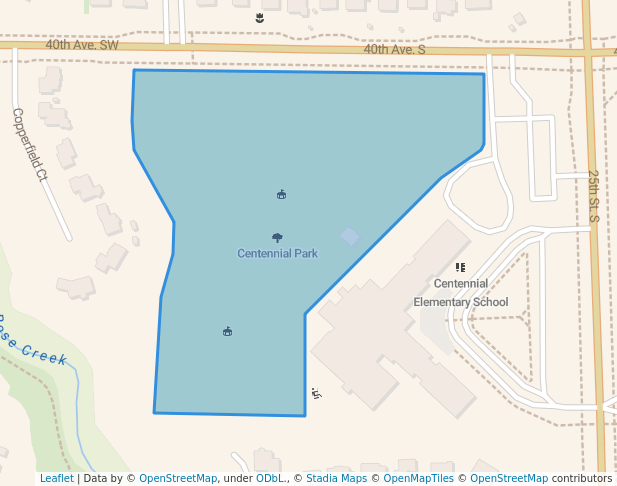 walking in Centennial Park map in Fargo