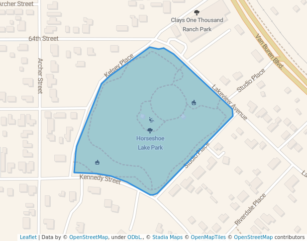 walking in Horseshoe Lake Park map in Jurupa Valley