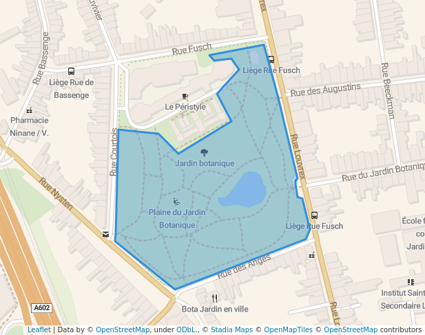 walking in Jardin botanique map in Liège