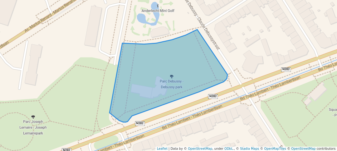 walking in Parc Debussy - Debussy park map in Anderlecht