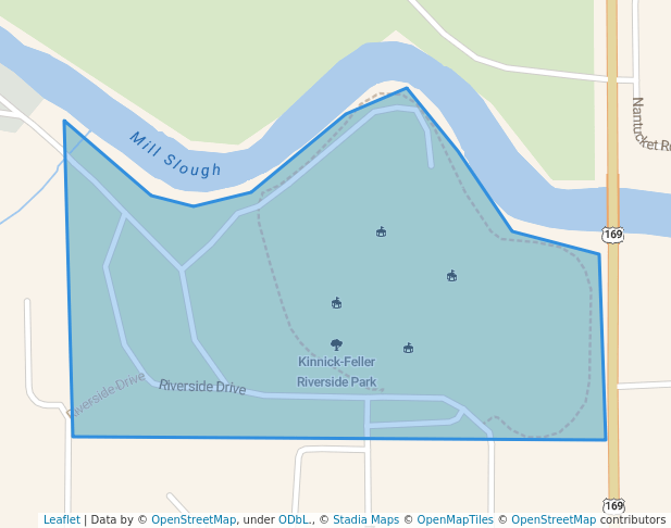 walking in Kinnick-Feller Riverside Park map in Adel