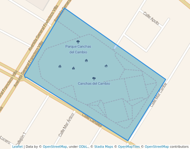 walking in Parque Canchas del Cambio map in Heroica Matamoros