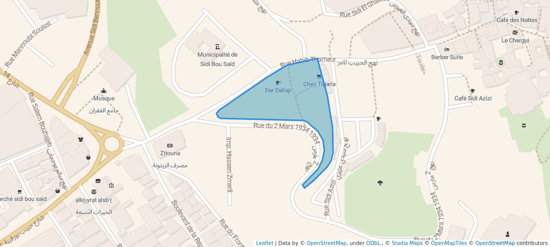 walking in Jardin Publique map in Site archéologique de Carthage