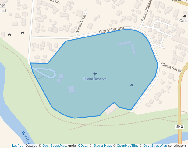 walking in Island Reserve map in Otorohanga