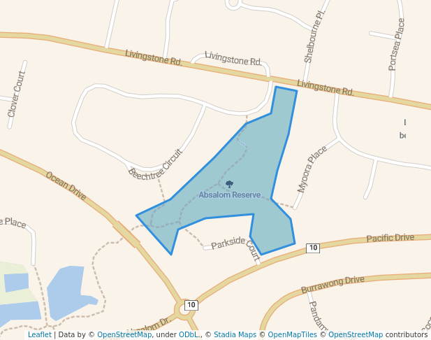 walking in Absalom Reserve map in Port Macquarie