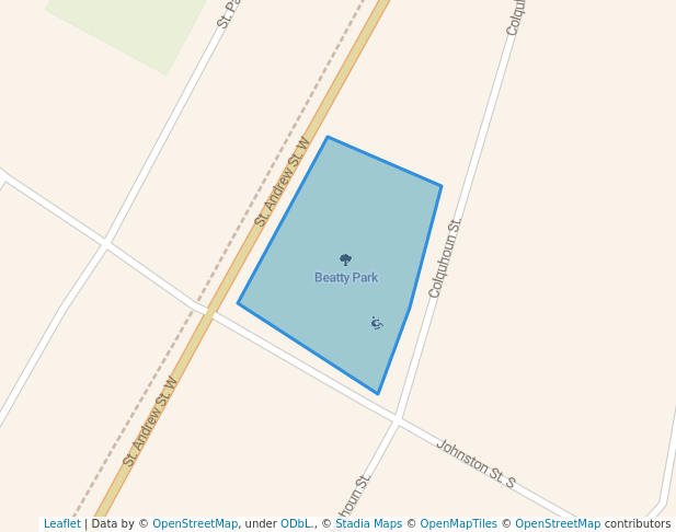 walking in Beatty Park map in Fergus