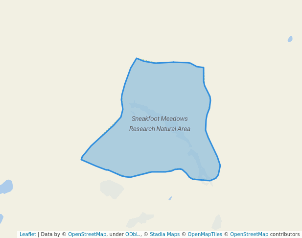 walking in Sneakfoot Meadows Research Natural Area map in Kooskia