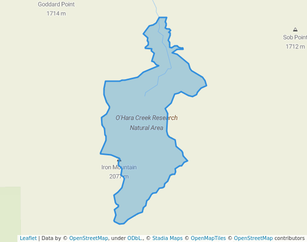 walking in O'Hara Creek Research Natural Area map in Kooskia