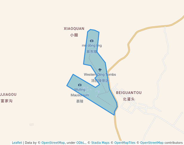 walking in Western Qing Tombs map in Bao Ding Shi