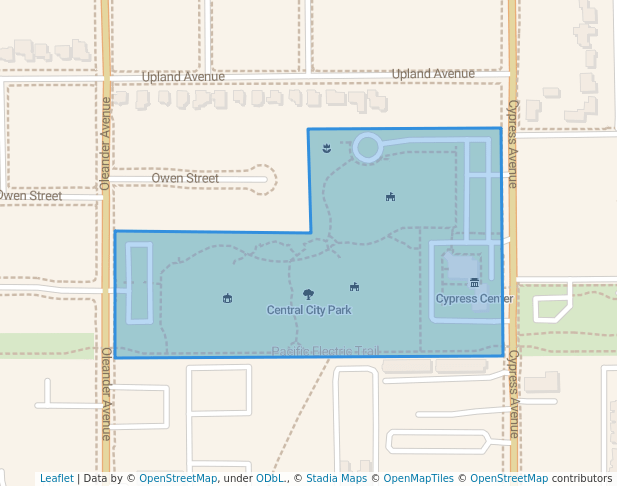 walking in Central City Park map in Fontana
