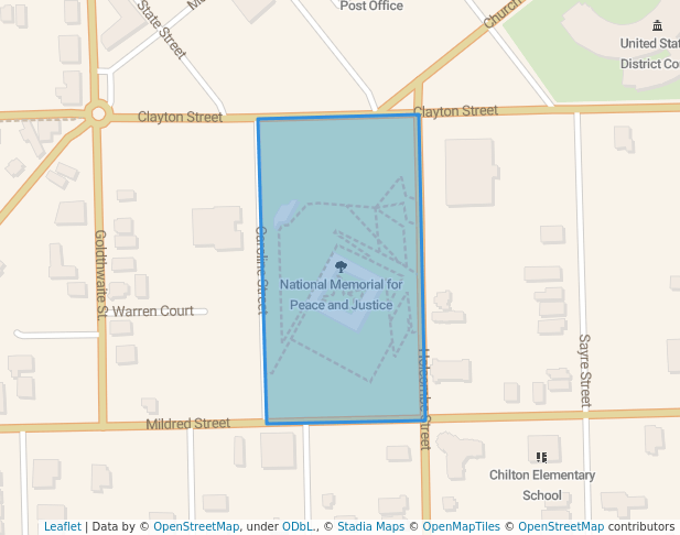 walking in National Memorial for Peace and Justice map in Montgomery