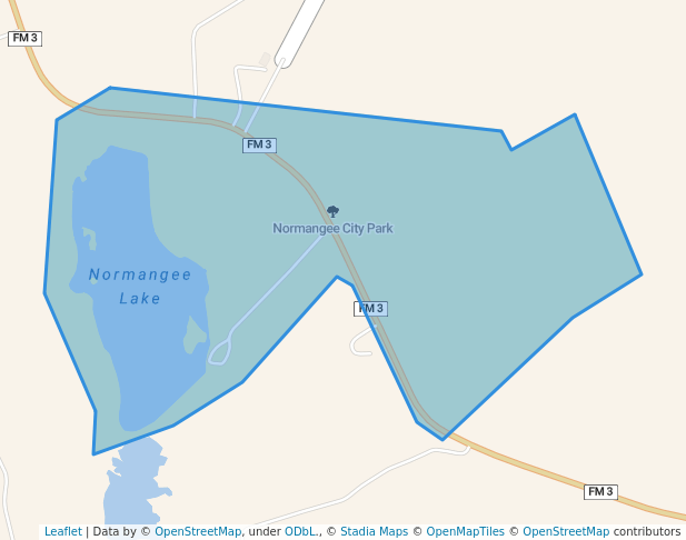 walking in Normangee City Park map in South