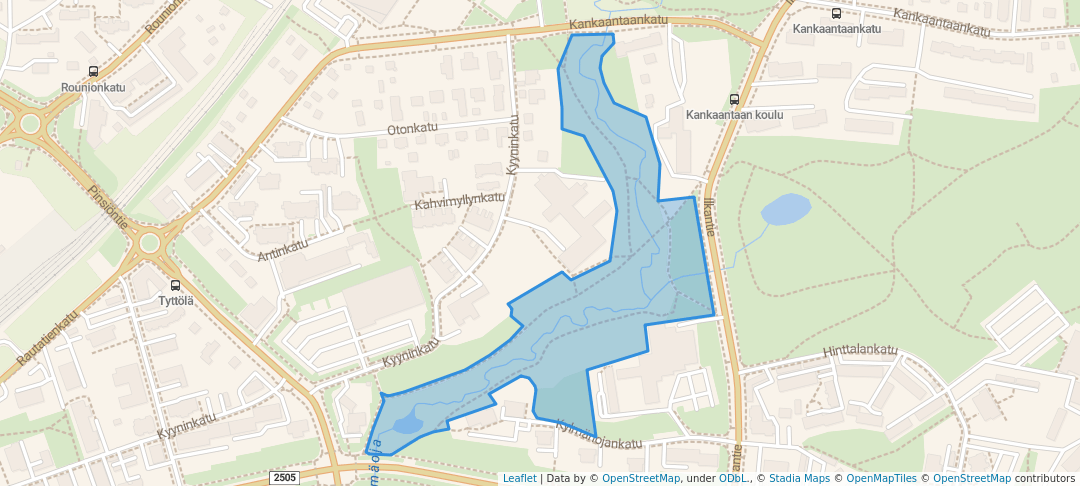 walking in Kylmänojanpuisto map in Nokia