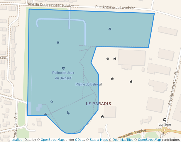 walking in Plaine de Jeux du Belneyf map in Orléans