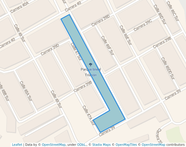 walking in Parque lineal Trianón map in Envigado