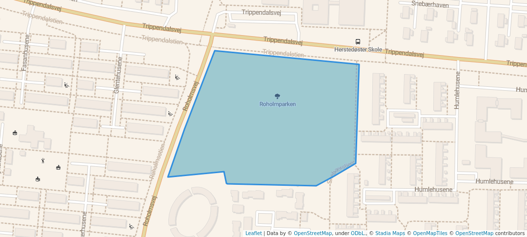 walking in Roholmparken map in Albertslund