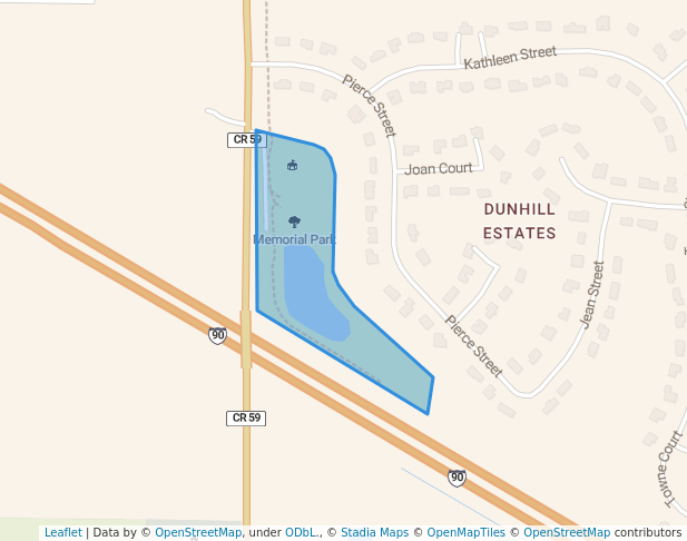 walking in Memorial Park map in Gilberts