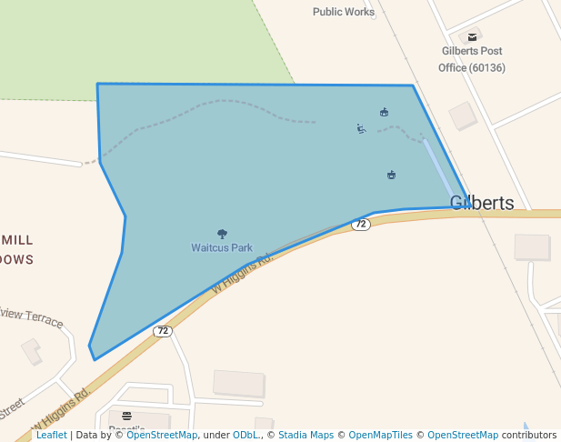 walking in Waitcus Park map in Gilberts