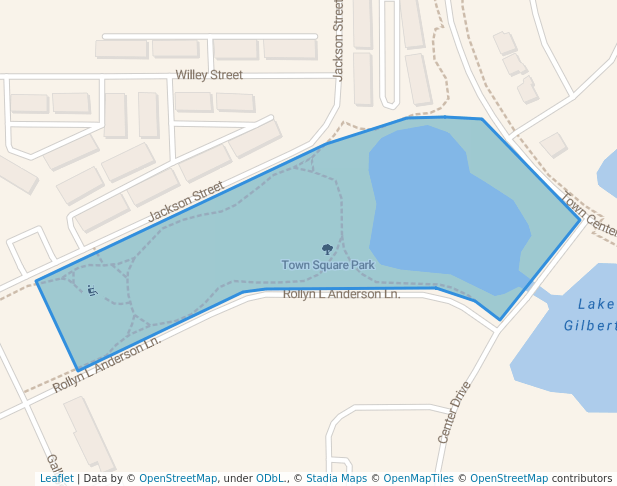 walking in Town Square Park map in Gilberts