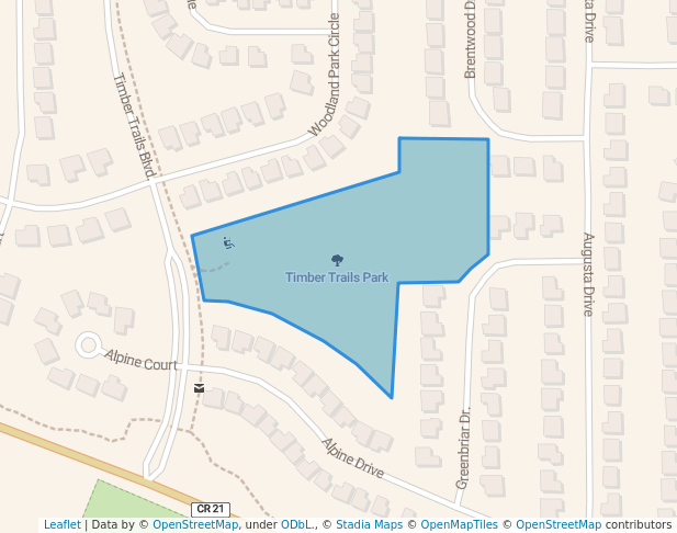walking in Timber Trails Park map in Gilberts