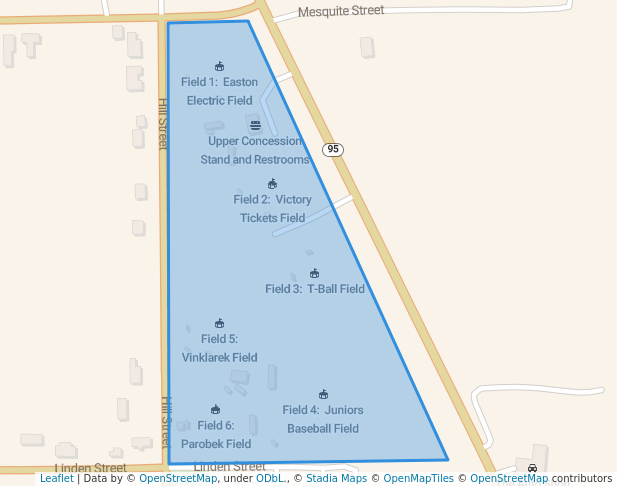 walking in Bastrop Little League map in Bastrop