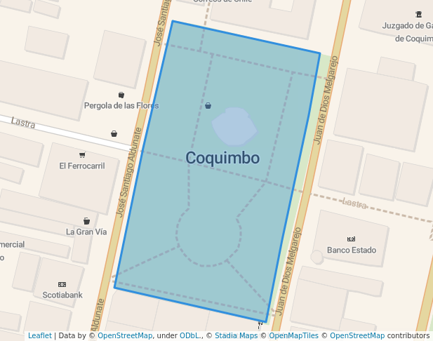 walking in Plaza de Armas map in Coquimbo