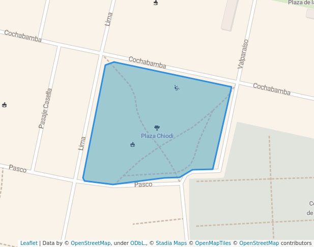 walking in Plaza Chiodi map in Rosario