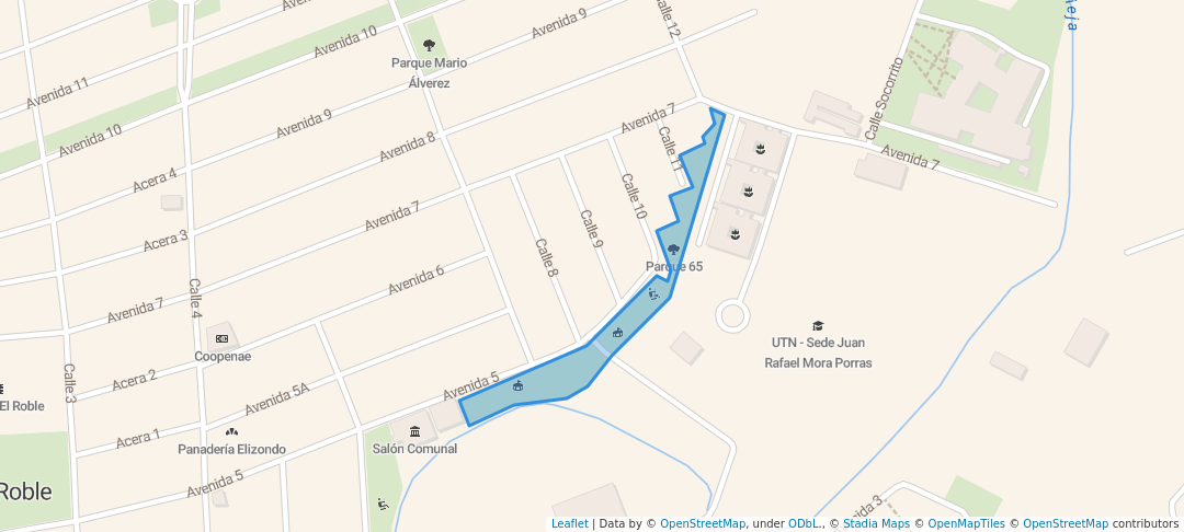walking in Parque 65 map in El Roble