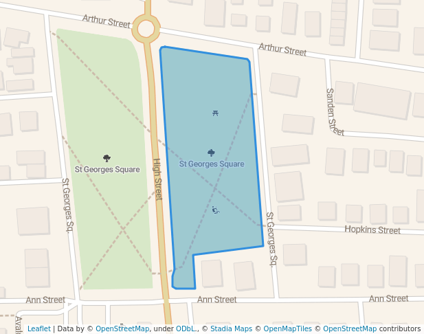 walking in St Georges Square map in East Launceston