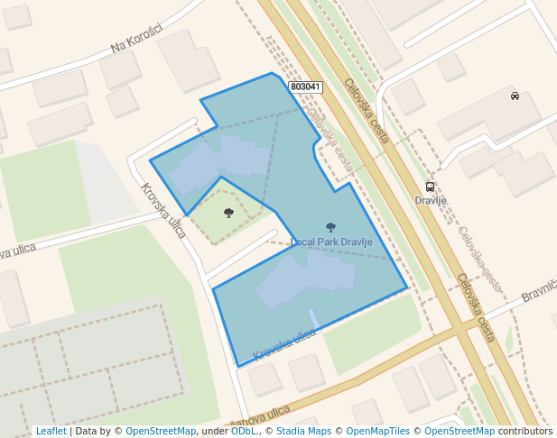 walking in Local Park Dravlje map in Ljubljana