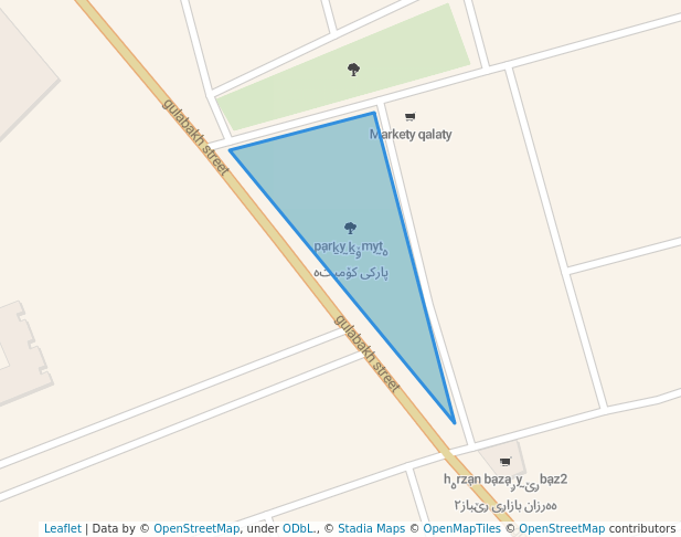 walking in پارکی کۆمیتە map in Sulaymaniyah