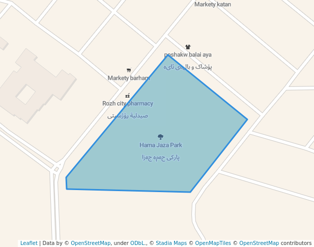 walking in Hama Jaza Park map in Sulaymaniyah