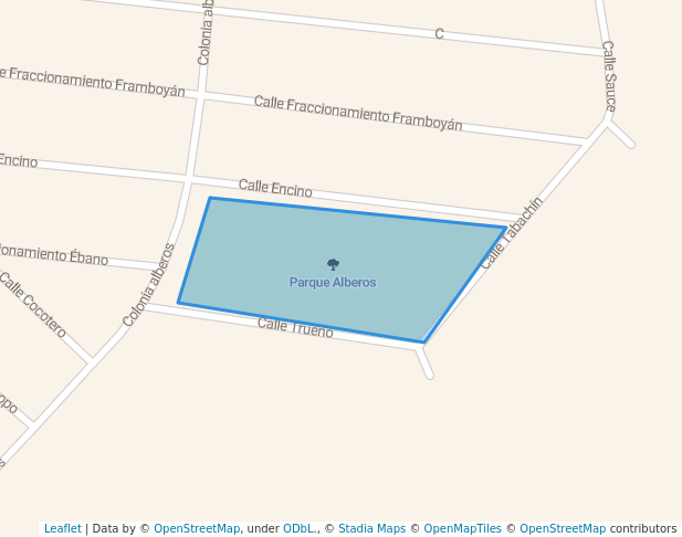 walking in Parque Alberos map in Cadereyta Jiménez