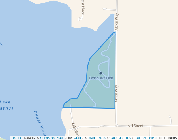 walking in Cedar Lake Park map in Nashua