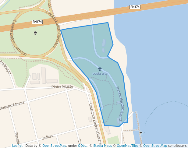 walking in costa alta map in Rosario