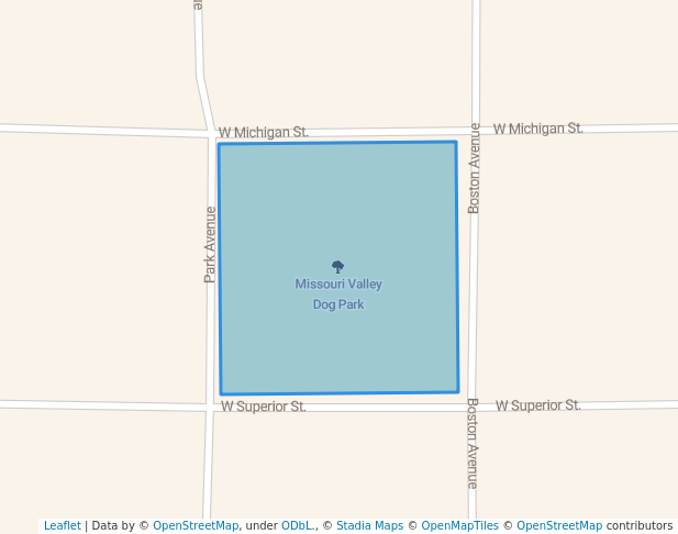 walking in Missouri Valley Dog Park map in Missouri Valley