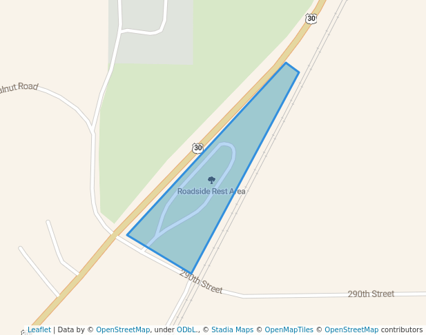 walking in Roadside Rest Area map in Missouri Valley