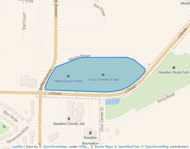 walking in Nikki Bunch-Franz Flowers Park map in Needles