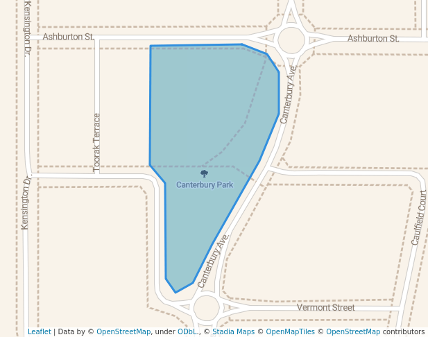 walking in Canterbury Park map in Shepparton