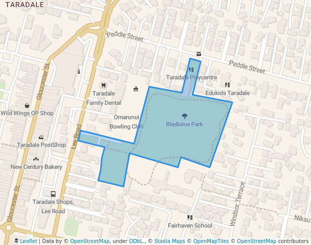 walking in Bledisloe Park map in Napier