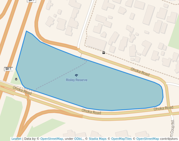 walking in Risley Reserve map in Kaiapoi