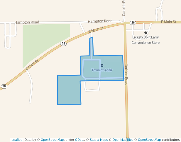 walking in Town of Adair map in Adair