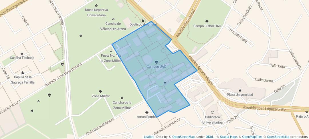walking in Campus UAC map in Campeche