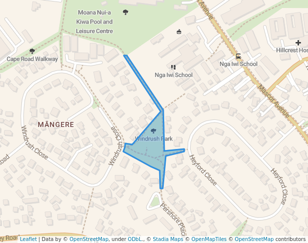 Windrush Park in Auckland | Map and Routes
