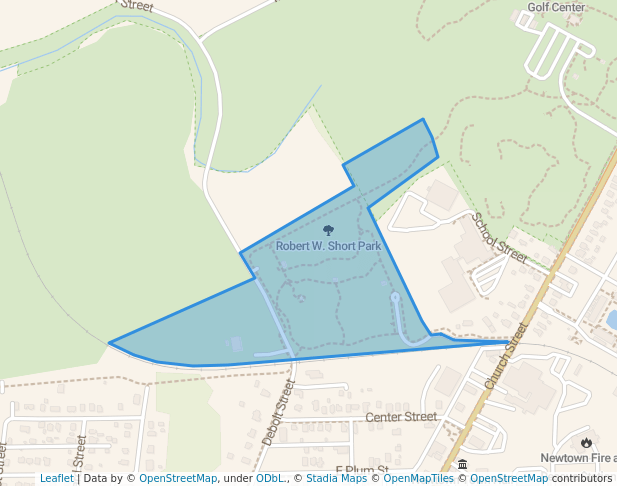 walking in Robert W. Short Park map in Newtown