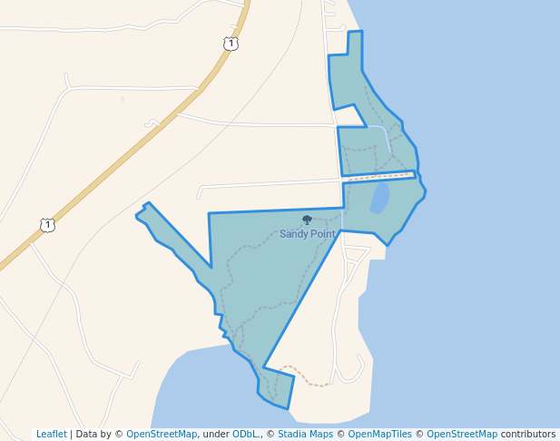 walking in Sandy Point map in Stockton Springs