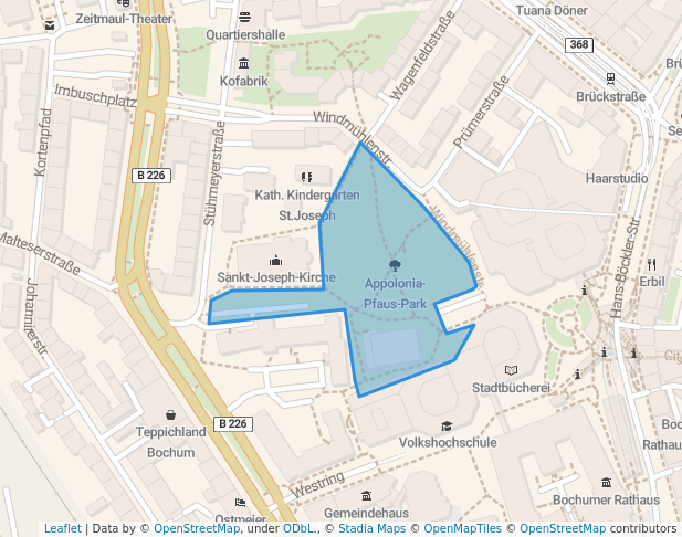 walking in Appolonia-Pfaus-Park map in Bochum