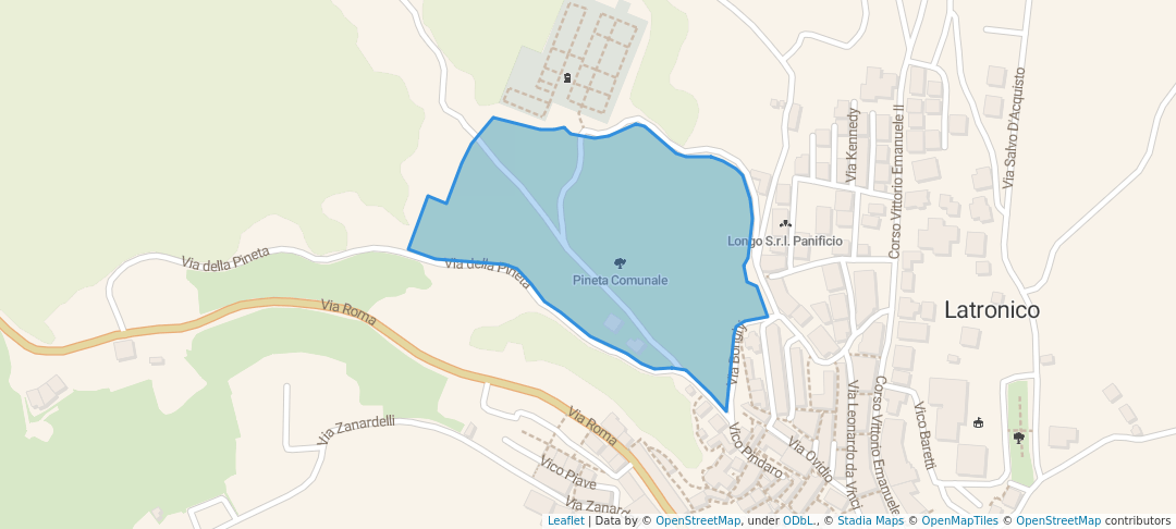 walking in Pineta Comunale map in Latronico