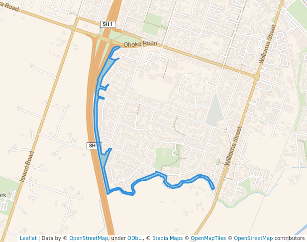 walking in Glenvale Walkway map in Kaiapoi