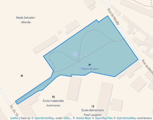 walking in Plaine de jeux map in Noisy-le-Sec